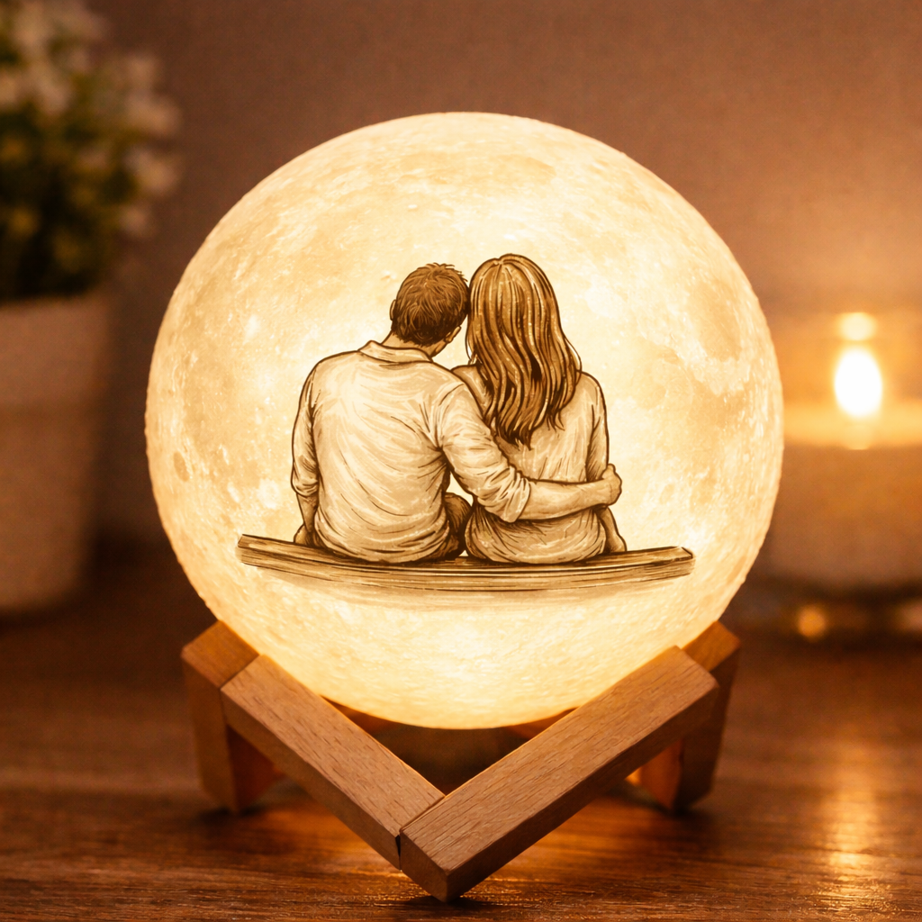 Customised Moon Lamp 12CM, 1 Colour (Warm White Light )