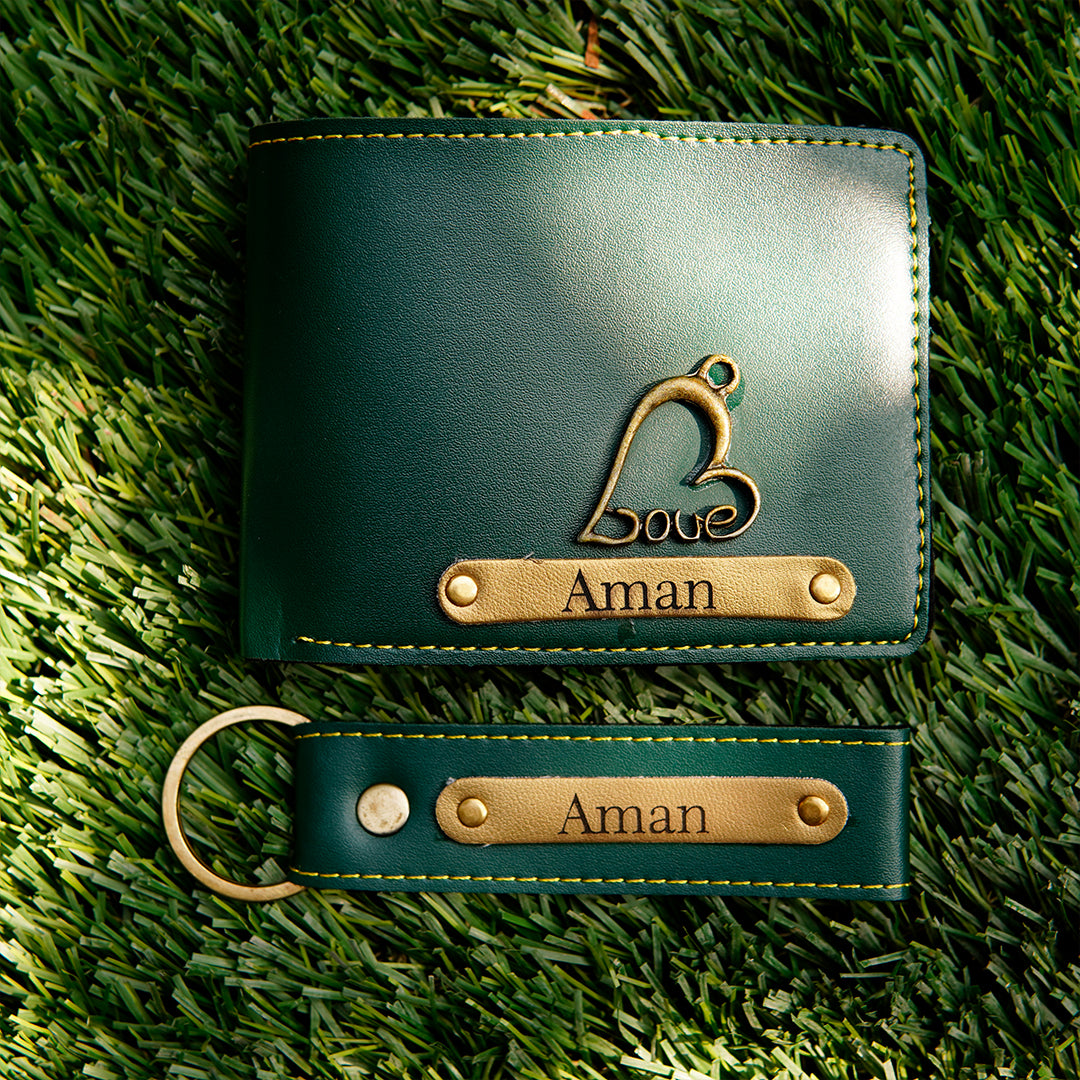 HNA GIFTING Men's Leather Customized  Wallet (Key Chain +Wallet) (Combo)