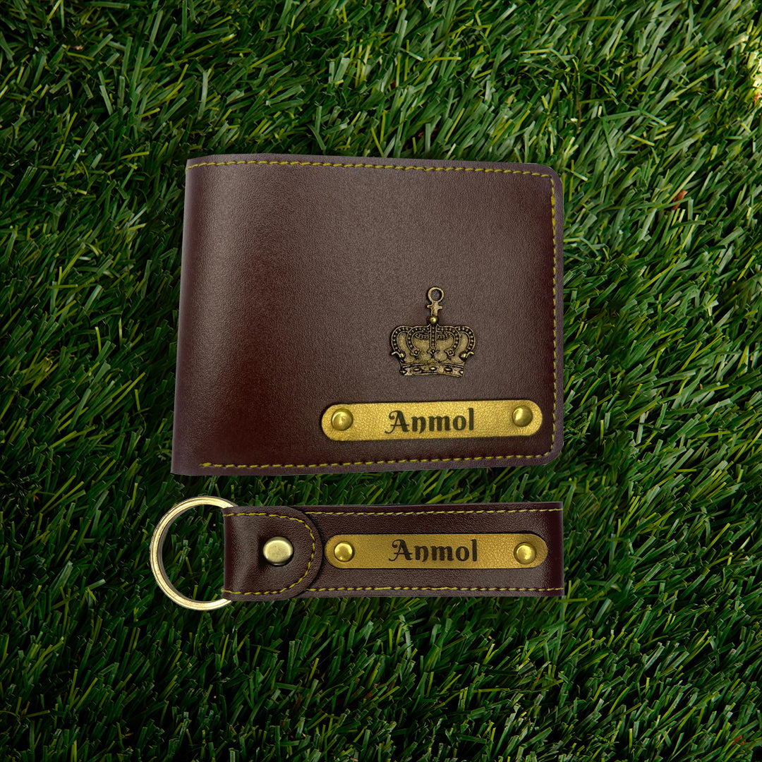 HNA GIFTING Men's Leather Customized  Wallet (Key Chain +Wallet) (Combo)