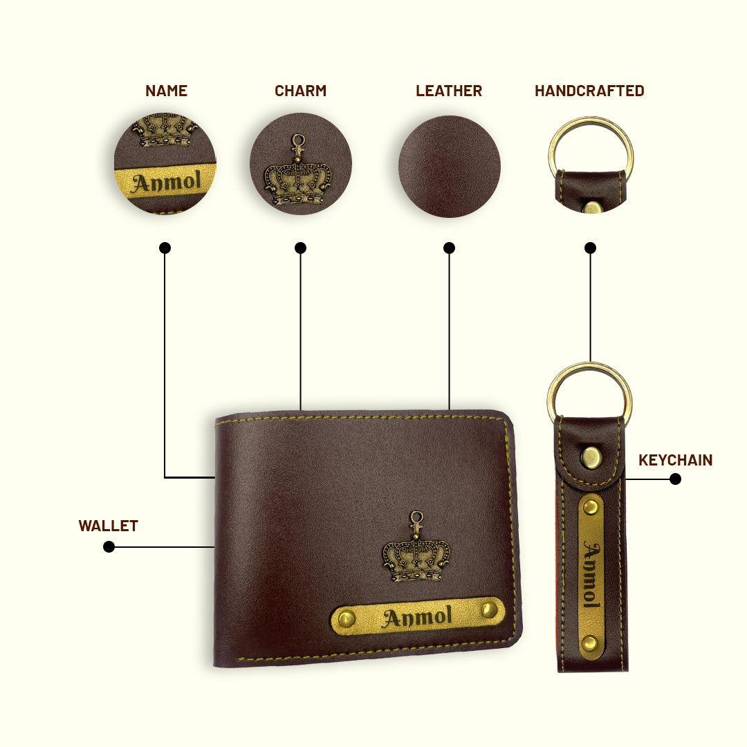 HNA GIFTING Men's Leather Customized  Wallet (Key Chain +Wallet) (Combo)