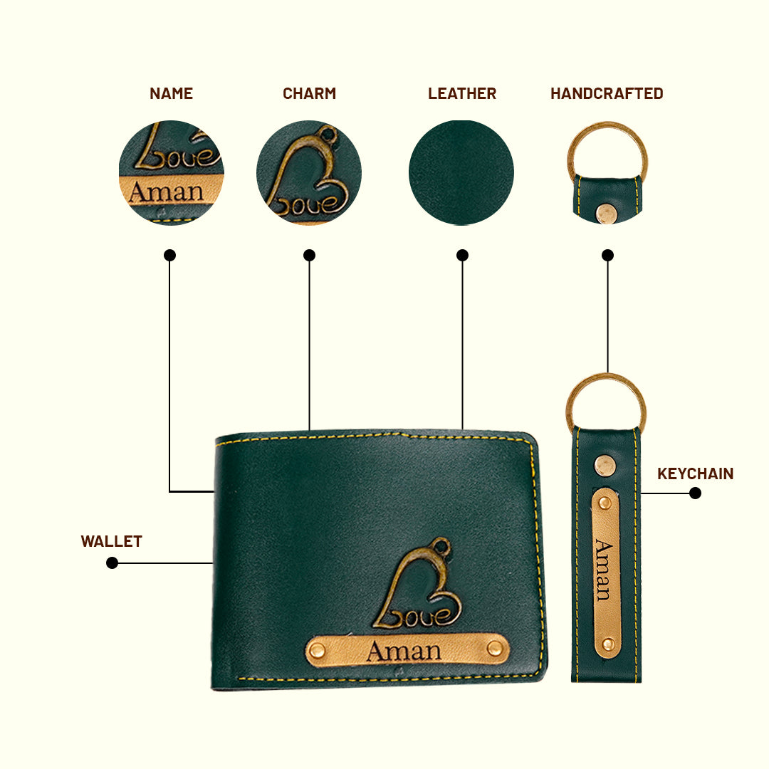 HNA GIFTING Men's Leather Customized  Wallet (Key Chain +Wallet) (Combo)