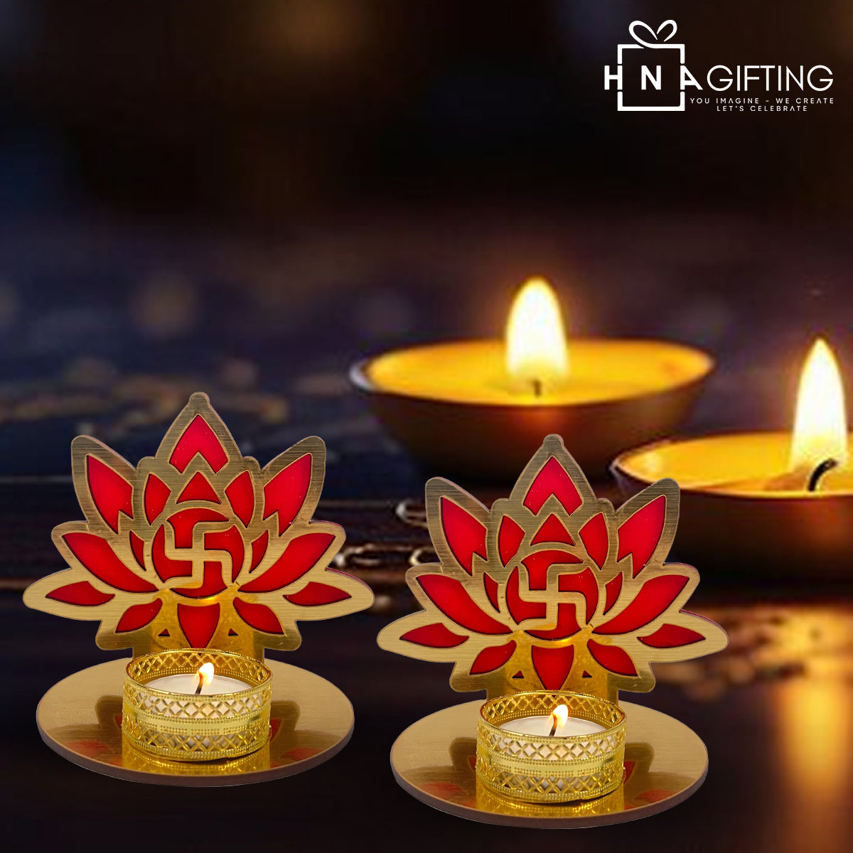 Elegant Diya Holder with Candle – Perfect for Festive Décor