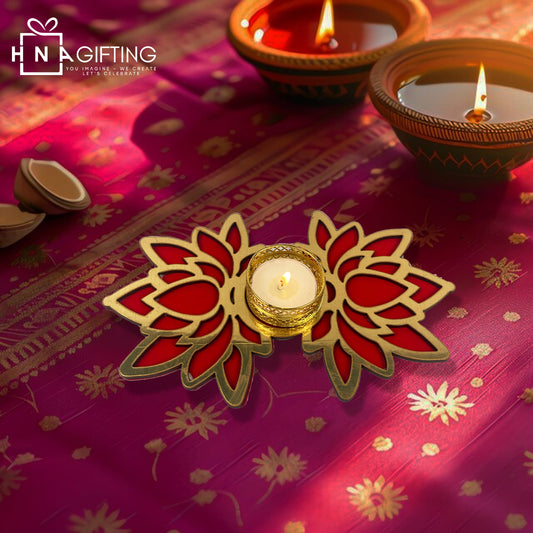 Elegant Diya Holder with Candle – Perfect for Festive Décor