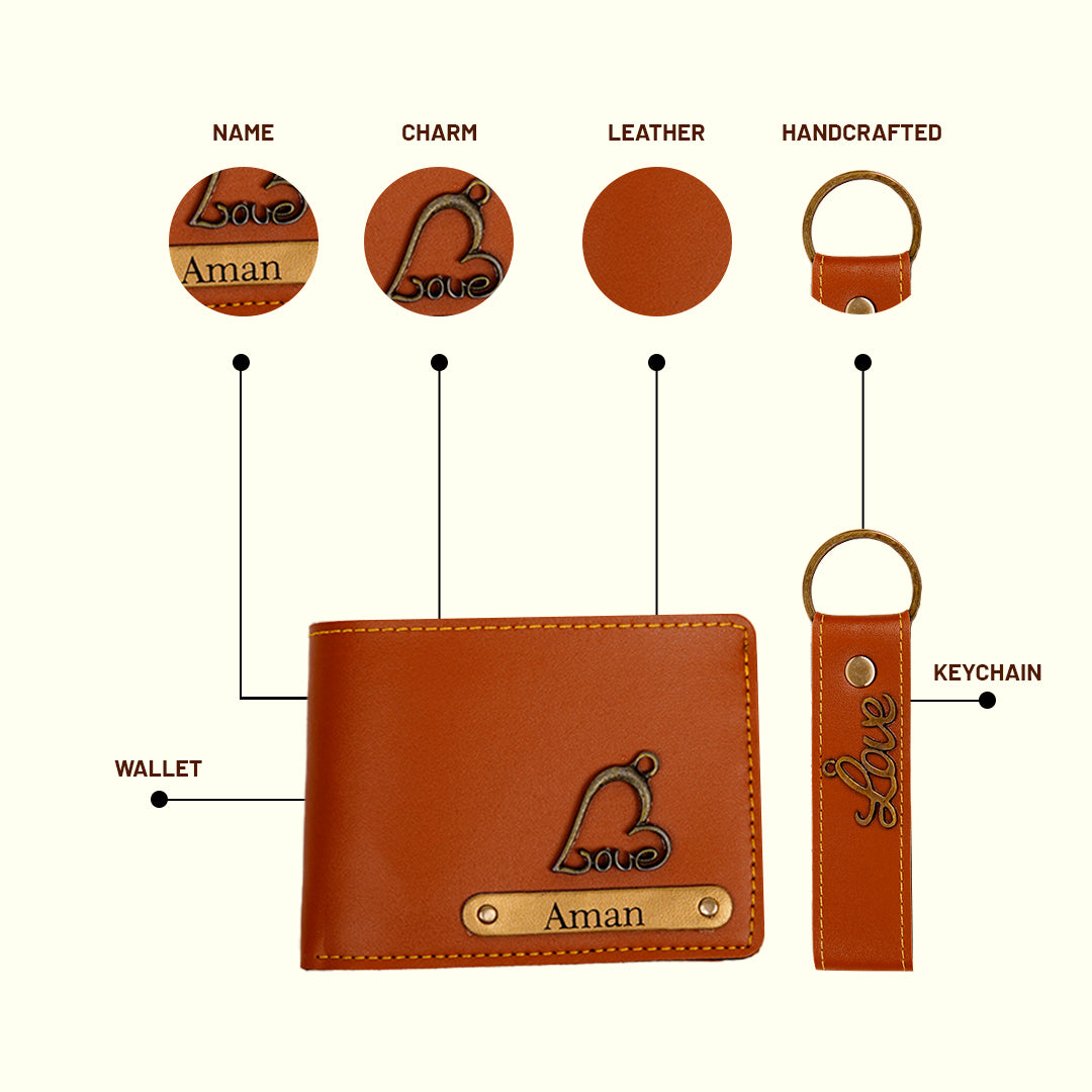 HNA GIFTING Men's Leather Customized  Wallet (Key Chain +Wallet) (Combo)