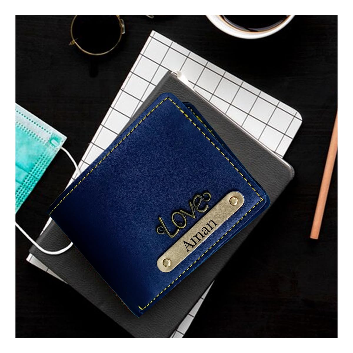 HNA GIFTING Men's Leather Customized  Wallet (Key Chain +Wallet) (Combo)