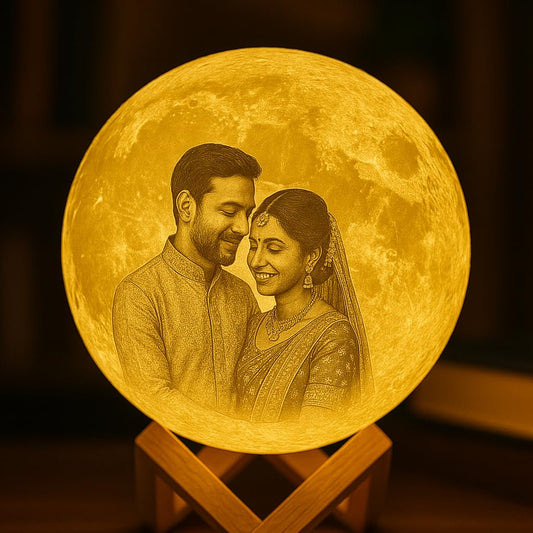 HNA GIFTING Plastic Customized Photo 3D Print LED Moon Lamp