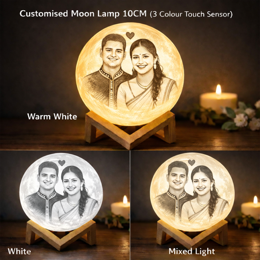 Customised Moon Lamp 10CM, 3 Colour touch sensor (warm white , white & mix of both Light)