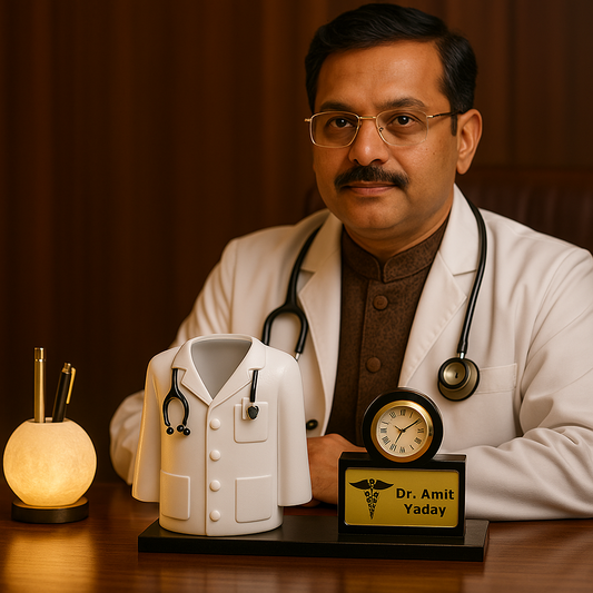 HNA GIFTING Customized Doctor Clock Pen Stand ? Personalized Engraved Name, Desk Organizer with Pen Holder & Stylish Clock, Premium Gift for Doctors, Medical Office & Clinic Decor
