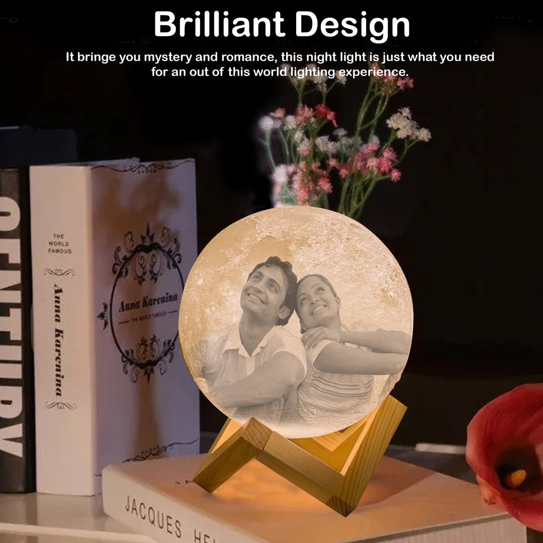 HNA GIFTING Plastic Customized Photo 3D Print LED Moon Lamp