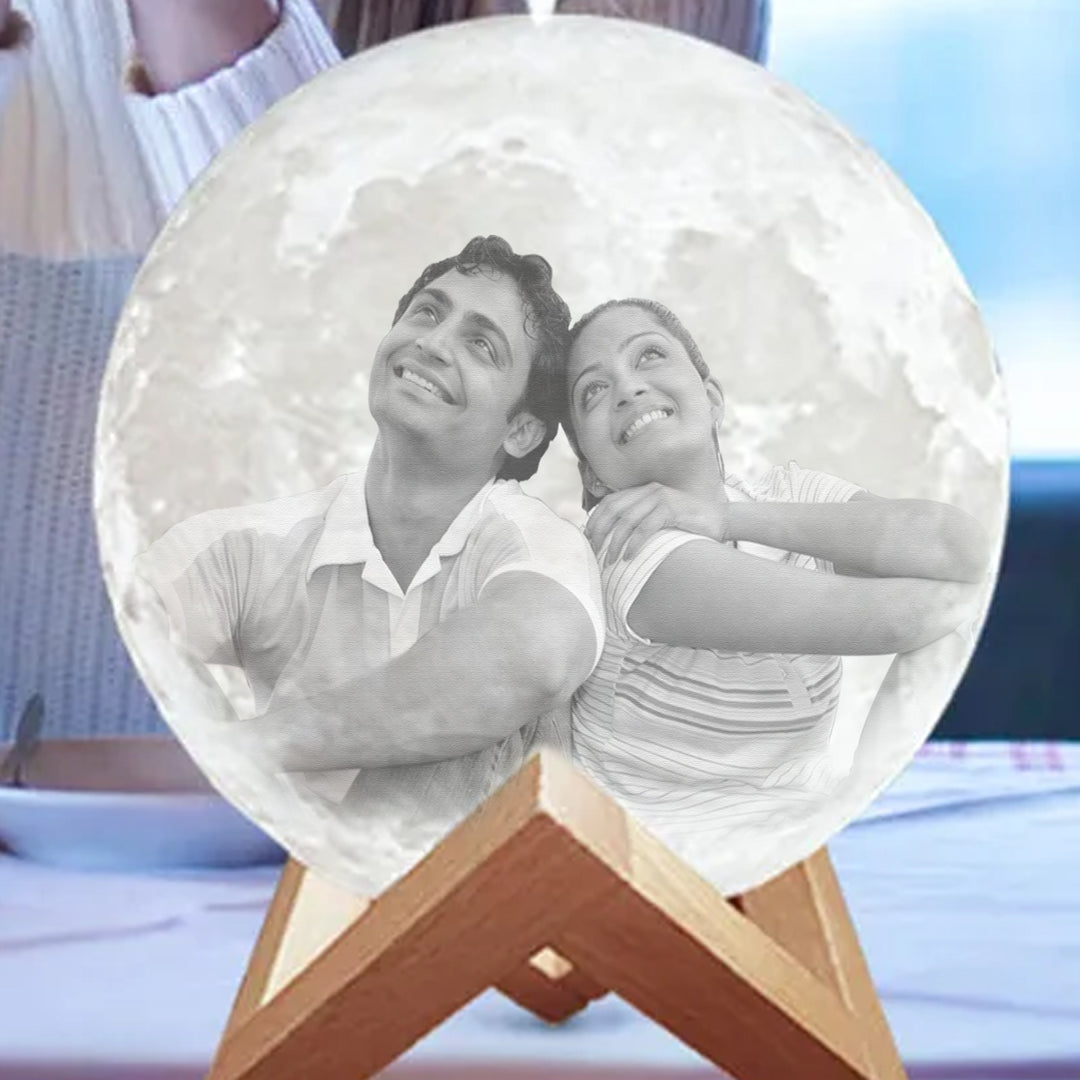 HNA GIFTING Plastic Customized Photo 3D Print LED Moon Lamp