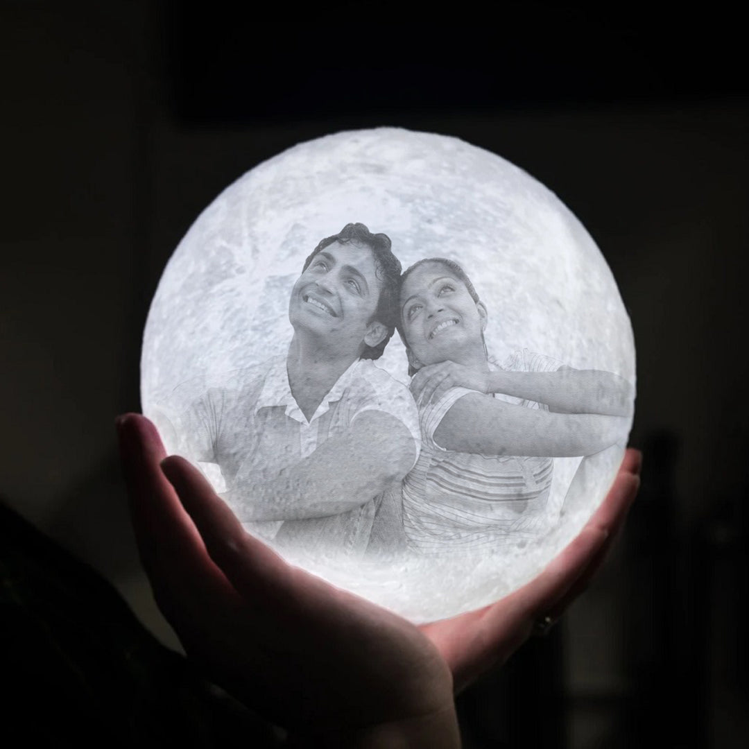 HNA GIFTING Plastic Customized Photo 3D Print LED Moon Lamp