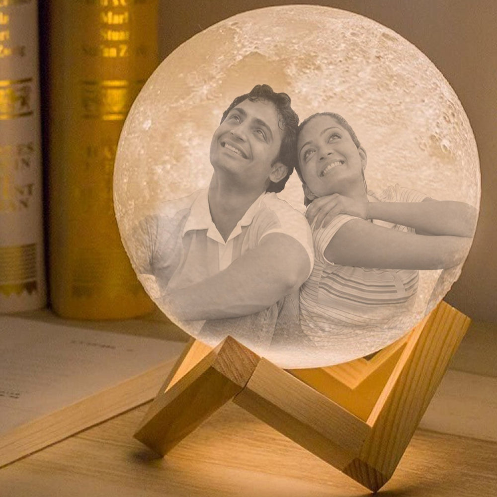 HNA GIFTING Plastic Customized Photo 3D Print LED Moon Lamp